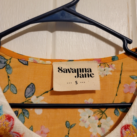 Savanna Jane Orange Floral Embroidered Boho Banydokk Tunic Peasant Size Small - Picture 4 of 8